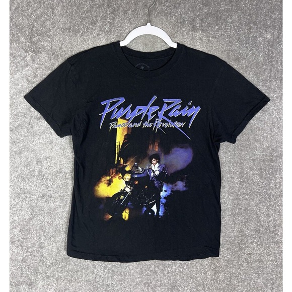 The Prince Estate‎ Purple Rain Revolution T-Shirt Adult Size Medium Black Cotton - Picture 1 of 6